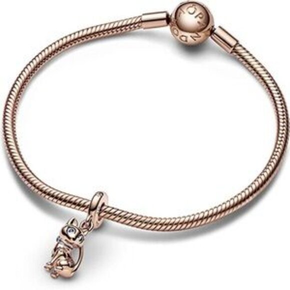 Rose Gold Cat Charm with Crystals - Picture 3 of 4